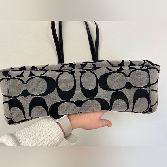 Coach Black/Grey Signature Canvas and Patent Leather Tote/Laptop Bag - Picture 9 of 13